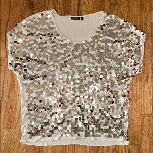 Apt. 9 Cream Sequin Top Medium
